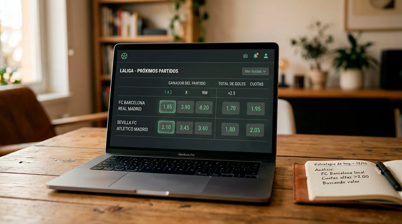Pantalla de plataforma de apuestas mostrando multiples mercados de un partido de Premier League